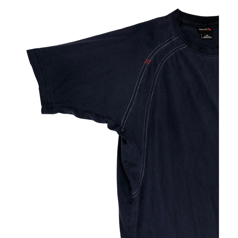 Ariat FR Work Shirt Mens Large Navy Blue Flame Resistant CAT 2 Knit Short Sleeve - Picture 7 of 11